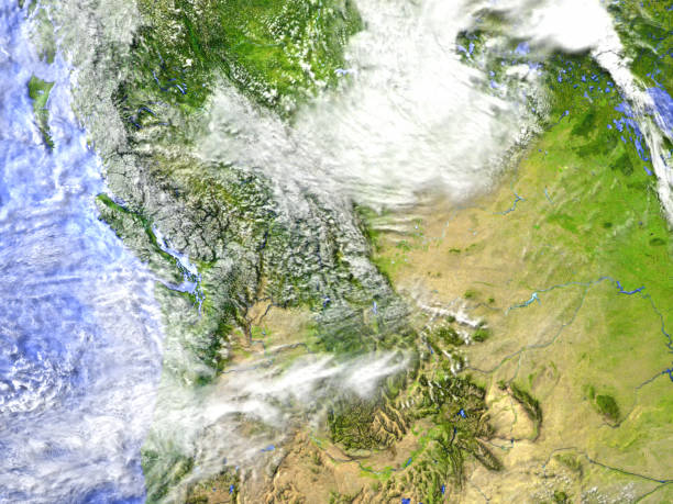 istock Rocky mountains on realistic model of Earth 652479626