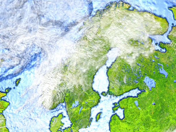 istock Scandinavian Peninsula on Earth - visible ocean floor 652479640