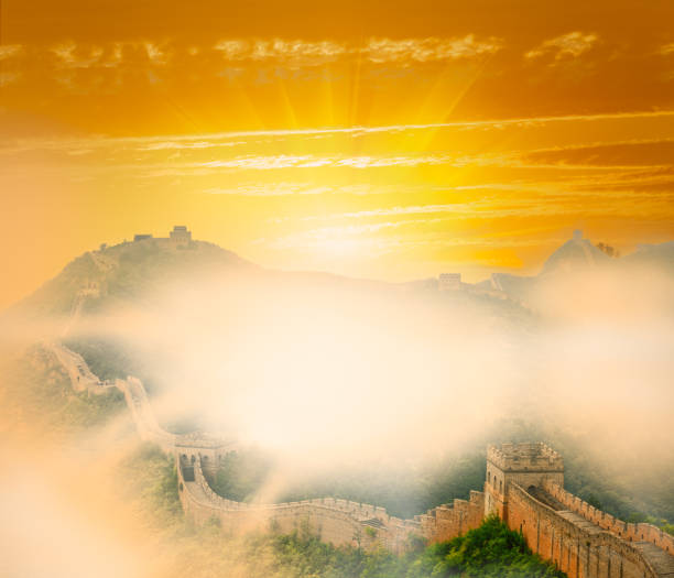 majestic Great Wall of China at sunset