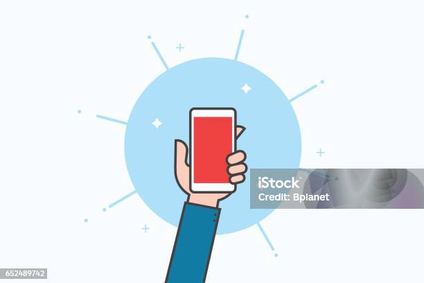 Smartphone Line Icon Design Stock Illustration - Download Image Now - Selfie, Hand, Photo Messaging