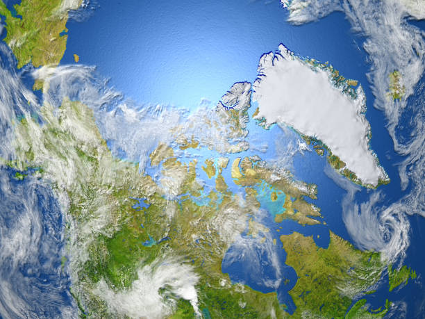 Northern Canada and Greenland on planet Earth