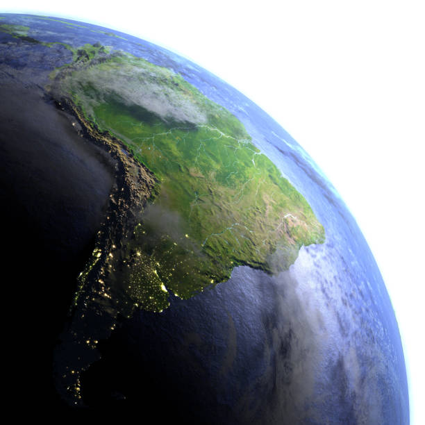 South America on realistic model of Earth stock photo