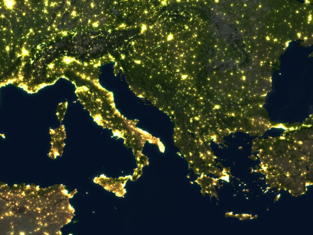 istock Adriatic sea region at night on planet Earth 652494442