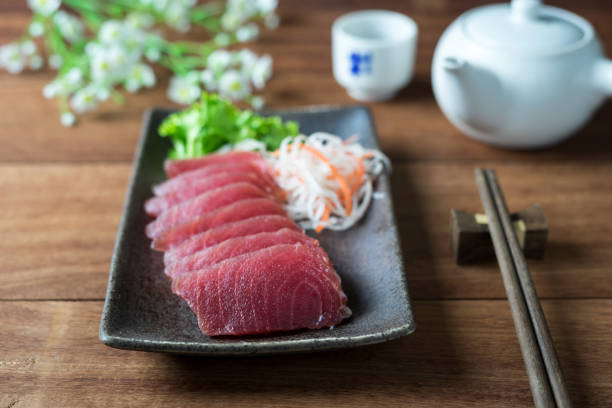 istock Tuna sashimi, raw fish in traditional Japanese style 652500252