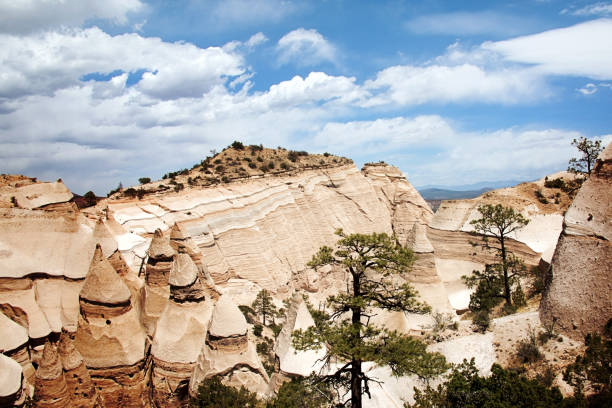 Kasha-Katuwe Tent Rocks National Monument, New Mexico Cone-shaped tent rock formations and trees. kasha katuwe tent rocks stock pictures, royalty-free photos & images