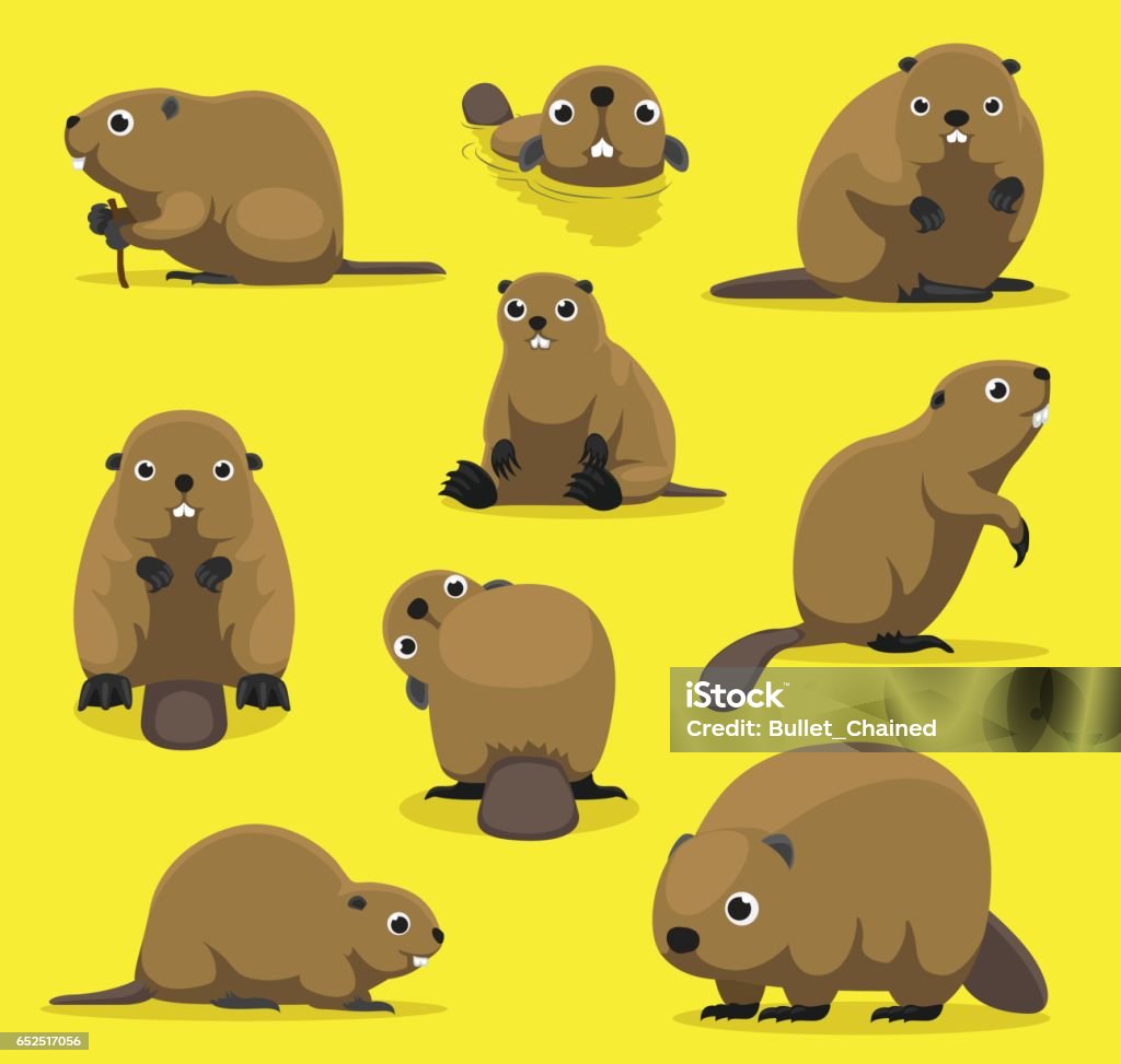 Cute Beaver Various Poses Cartoon Vector Illustration Animal Cartoon EPS10 File Format Beaver stock vector