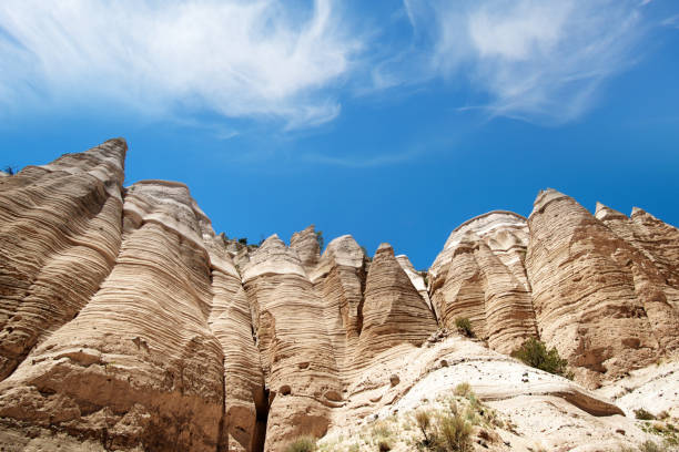Kasha-Katuwe Tent Rocks National Monument, New Mexico Cone-shaped tent rock formations and trees. santa fe new mexico stock pictures, royalty-free photos & images