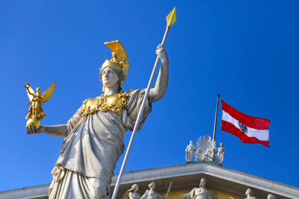 österreichische parlament - austrian flag stock-fotos und bilder