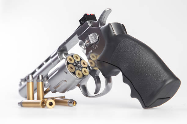 istock Close up view of a airsoft gun isolated on a white background. 652539716