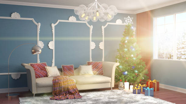 istock Christmas tree with decorations in the living room. 3d illustration 652545448