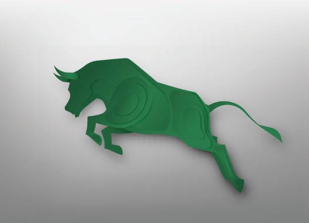 istock Bull paper art  for stock market 652549774