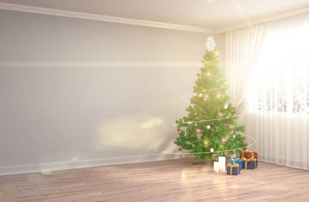 istock Christmas tree with decorations in the living room. 3d illustration 652553524