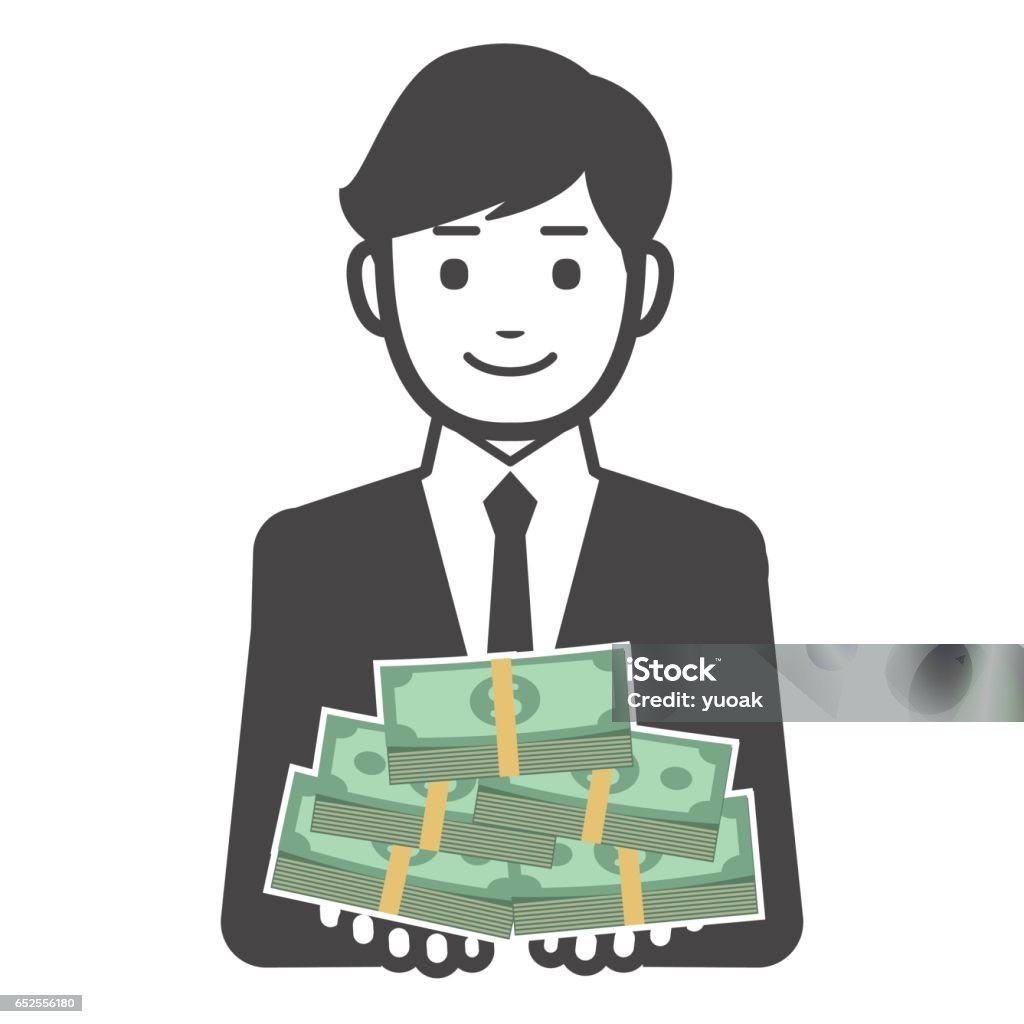 Man with big money Man with big money. Lottery stock vector