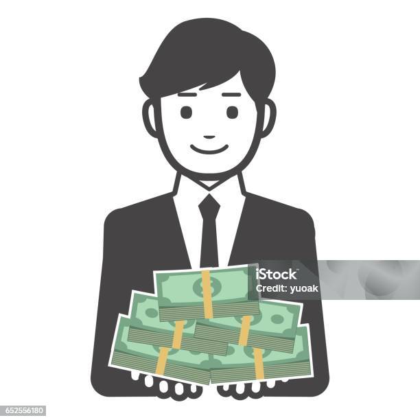 Man With Big Money Stock Illustration - Download Image Now - Lottery, Success, Winning