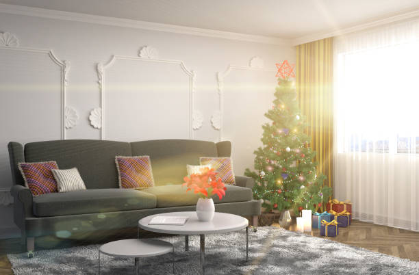 istock Christmas tree with decorations in the living room. 3d illustration 652556756