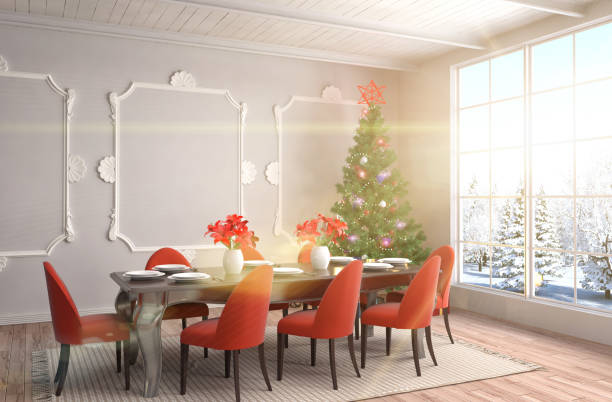 istock Christmas tree with decorations in the living room. 3d illustration 652556794