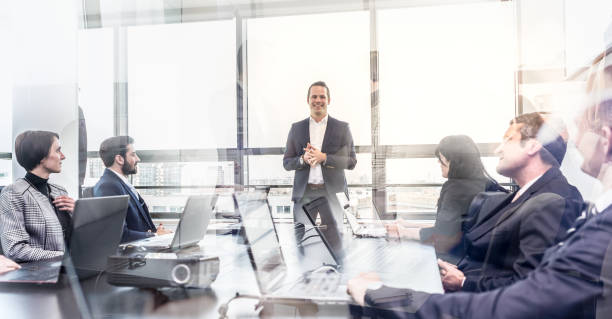 istock Corporate business team office meeting. 652567848