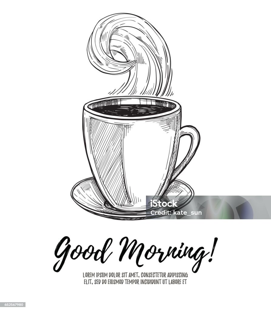 Vẽ Tay Vector Minh Họa Chào Buổi Sáng Một Tách Cà Phê Hoàn Hảo Cho ...