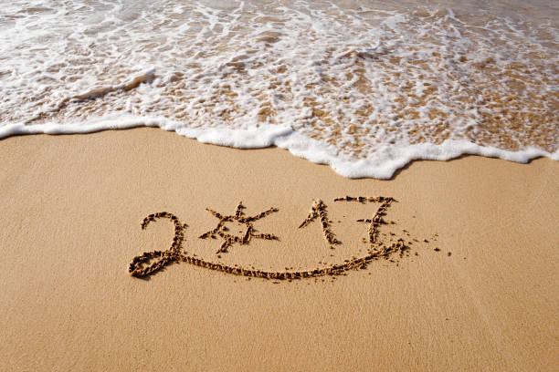 istock Happy New Year 2017 on the beach 652579374