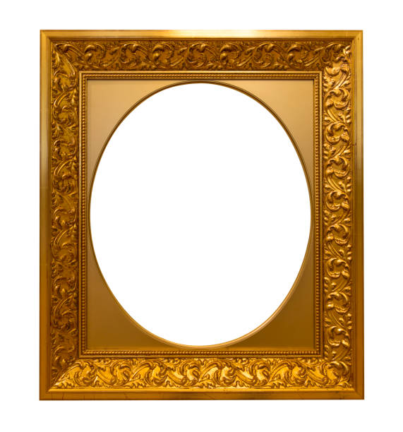 istock Antique oval golden frame isolated on white background 652585024
