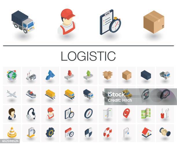 Logistic And Distribution Isometric Icons 3d Vector Stock Illustration - Download Image Now