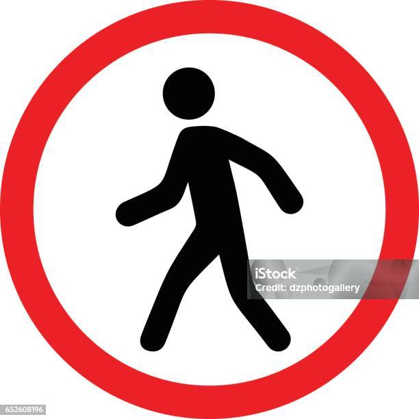 Pedestrians Prohibited Sign Vector Design Stock Illustration - Download Image Now - Forbidden, Pedestrian, Concentration