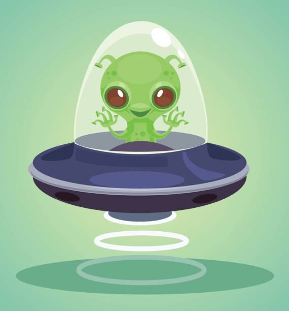 ilustrações de stock, clip art, desenhos animados e ícones de ufo alien character - alien monster green futuristic