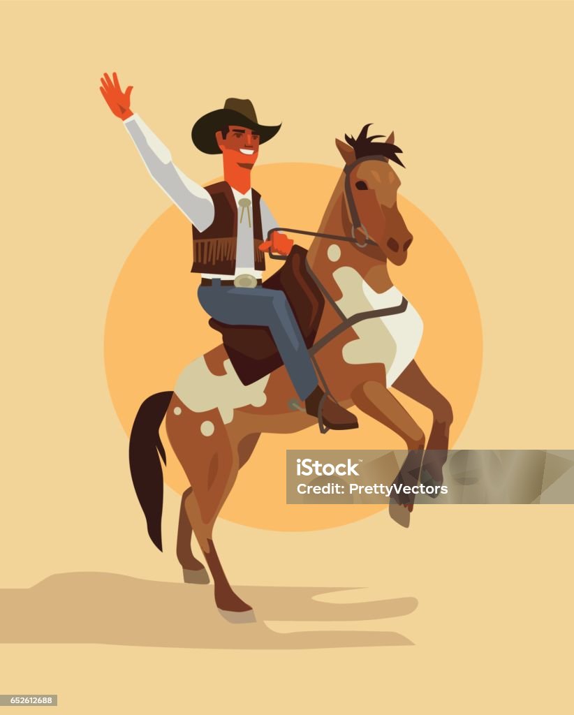Cowboy Character Ride Horse Stock Illustration - Download Image Now -  Cowboy, Horse, Horseback Riding - iStock