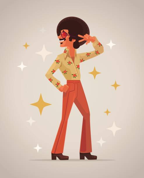 Retro disco dancer character Vector flat cartoon illustration boy band stock illustrations