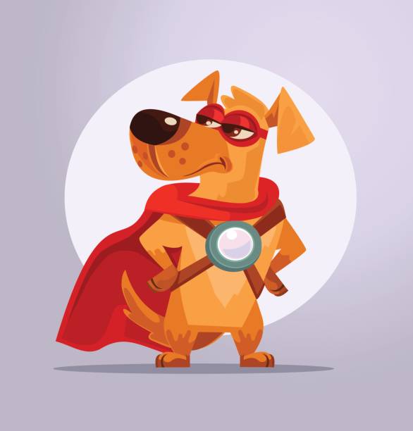 ilustrações de stock, clip art, desenhos animados e ícones de dog superhero character in mask - heroes dog pets animal
