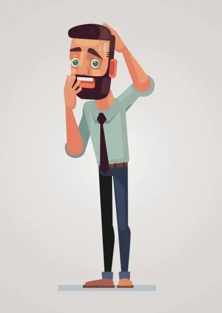 Vector illustration of Frightened man character