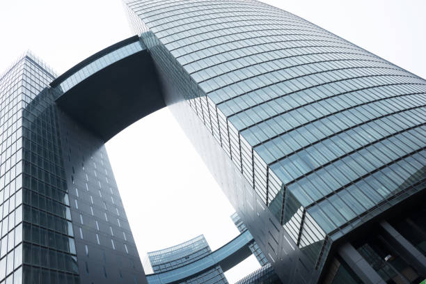 istock modern buildings with glass wall from low angle 652620704