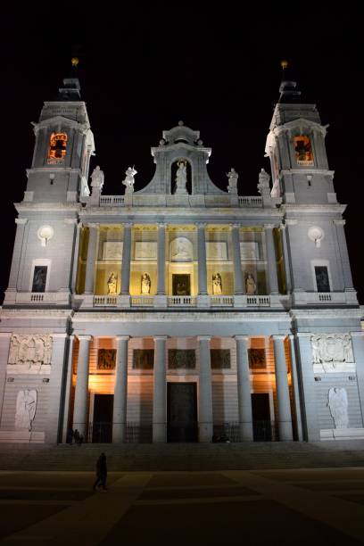 istock Almudena Cathedral by night in Madrid, Spain 652625474