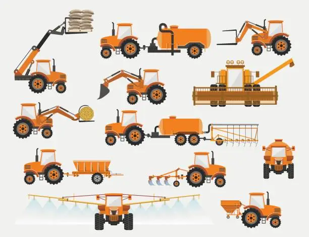 Vector illustration of Agricultural machinery