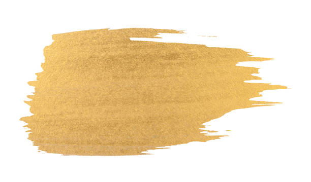 istock Gold watercolor texture paint stain shining brush stroke 652635814