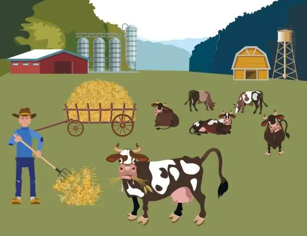 Vector illustration of Dairy farm