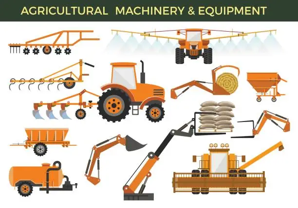 Vector illustration of Agricultural machinery