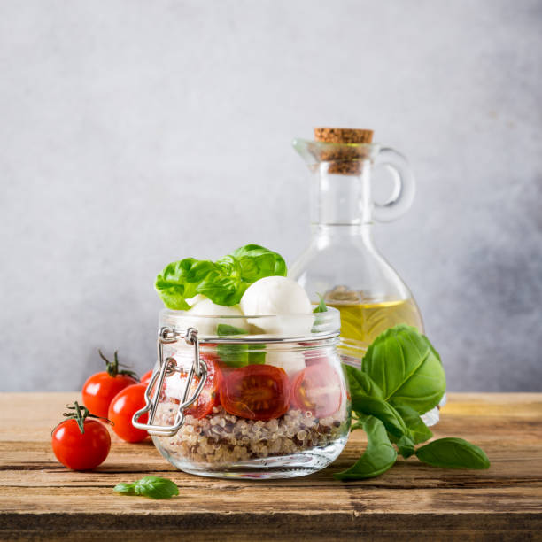 istock Caprese salad in glass jar. 652640016