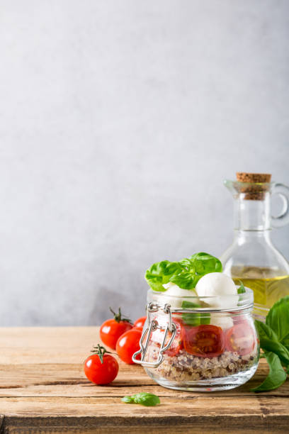 istock Caprese salad in glass jar. 652640124