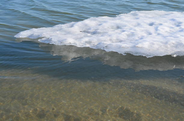 Ice floes in the sea, spring.