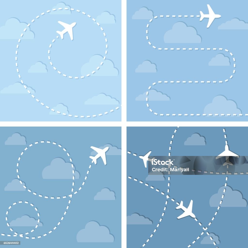 Four vector illustration with flight planes. Air Vehicle stock vector