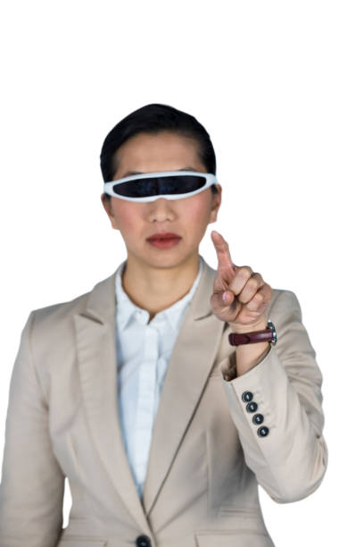 istock Businesswoman using virtual video glasses 652646806