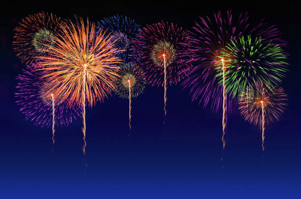 istock Colorful fireworks celebration and the twilight sky background. 652652698