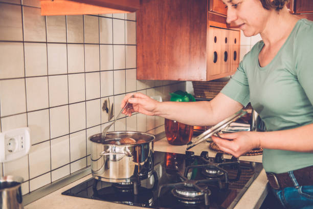 istock Cooking Potato for Gnocchi at Home Kitchen, Europe 652656240