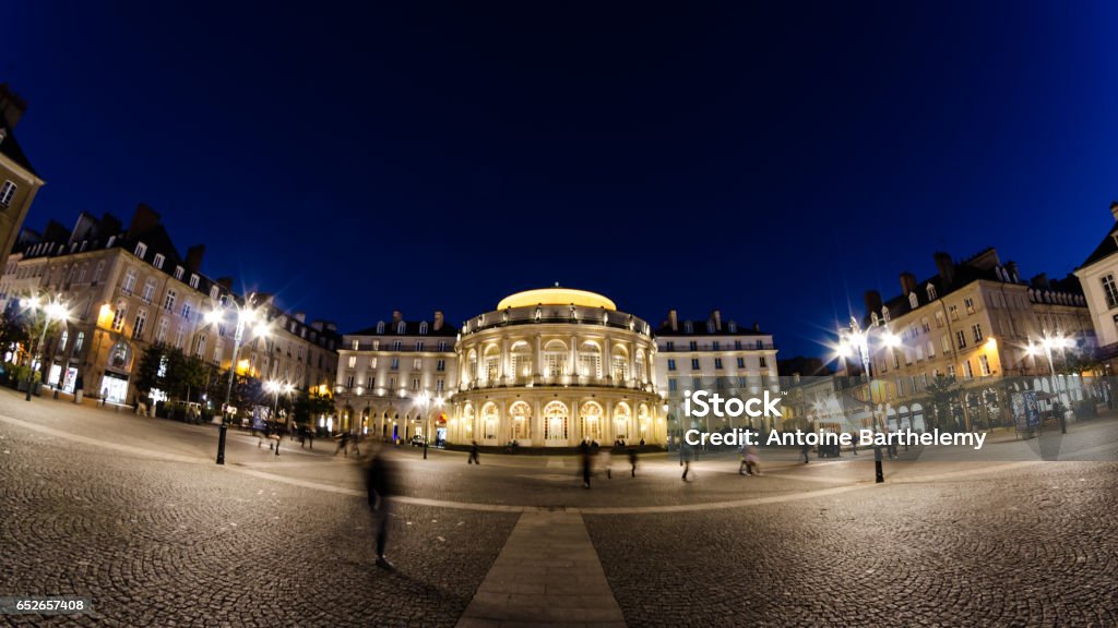 Opera of Rennes View of the Opera de Rennes at night. Rennes - France Stock Photo