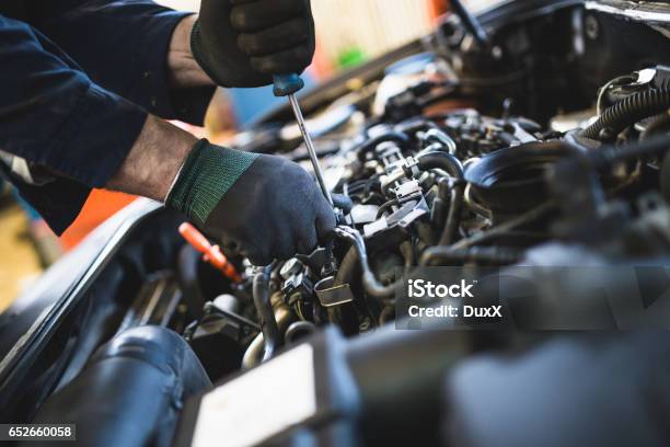 Auto Mechanic Service And Repair Stock Photo - Download Image Now - Auto Repair Shop, Mechanic, Repairing