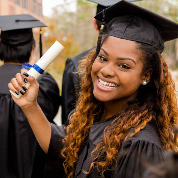 istock African descent college student at college graduation. 652667710