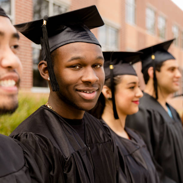 istock African descent college student at college graduation. 652670690