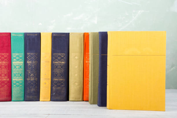 istock A stack of books on shelf and green background 652684838