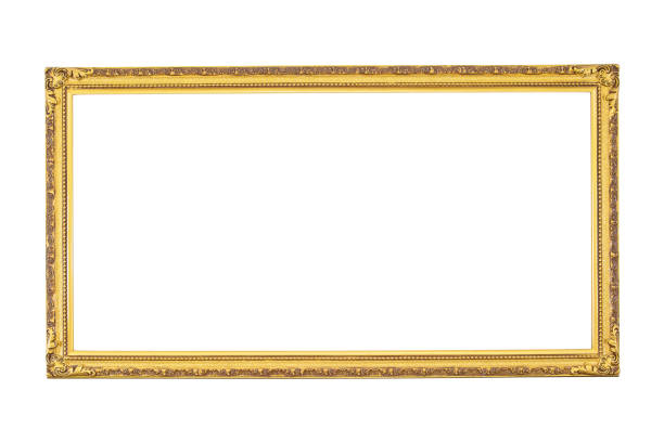 marco dorado antiguo aislado sobre fondo blanco. marco de oro aislado. - gold antique old fashioned retro revival fotografías e imágenes de stock